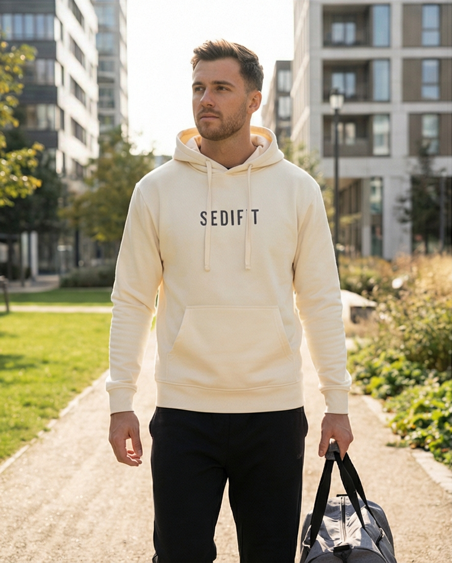 sweat à capuche unisexe ecru